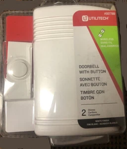 UTILITECH Wireless Doorbell 100 ft Range Push Button Design 2 chimes - Picture 1 of 2