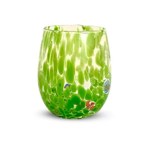 SET 6 BICCHIERI VETRO SOFFIATO GOCCE DI MURANO COLORATO MADE IN ITALY VERDE - Imagen 1 de 8