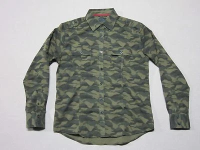 SOVEREIGN CODE MENS BLACK GREEN READY CAMO PRINT L/S BUTTON UP SHIRT SIZE MEDIUM - Image 1 of 4