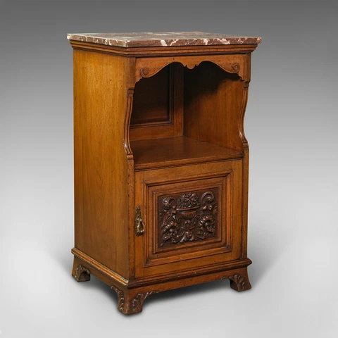 Antique Nightstand, English, Walnut, Bedside Cabinet, Gillow & Co, Victorian Cover