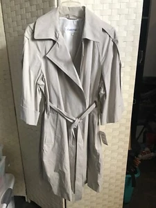 Calvin Klein Womens  Khaki Belted Lined Trench Coat Size M NWT - Picture 1 of 6
