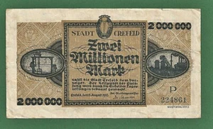 03 203 Notgeld Stadt Crefeld 2 Millionen Mark, 13.8.1923, Serie P - Bild 1 von 2