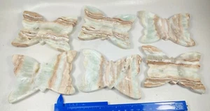 6pcs Polished Hand Carved Caribbean Calcite Butterfly Bowls Pakistan carvings - Picture 1 of 8
