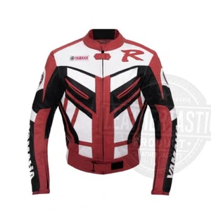Yamaha R Perforated Three Tone Motorcycle Speed Hump Racing Leather Jacket - Picture 1 of 6