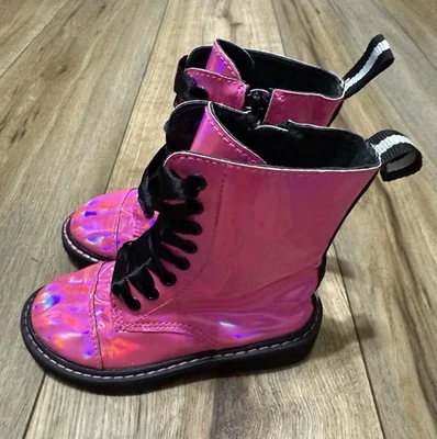 Spellbound Punk Doll Pink Halogram Shoes Size 8 Toddler Girls Boots EUC - Image 1 of 4