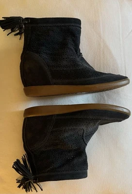 Isabel Marant Basley Navy Suede Wedge Bootie Gum Sole Size 9 / 40 - Image 1 of 4