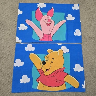 Juego de 2 fundas de almohada Disney Winnie The Pooh Piglet tamaño estándar vintage años 90 Foto 1 de 4