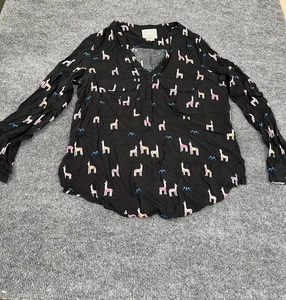 Top Maeve Negro Patrón Alpaca Cuello en V Manga Larga Talla 2P - Imagen 1 de 8