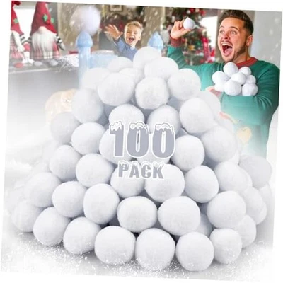Paquete de 100 bolas de nieve falsas, juego de bolas de lucha de nieve para interiores de 2 pulgadas, paquete de 100 suaves blancas Foto 1 de 4
