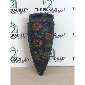 Vintage Made In Japan Wand Taschen Vase Floral Blume Rot Grün Schwarz Dekor - Bild 1 von 5