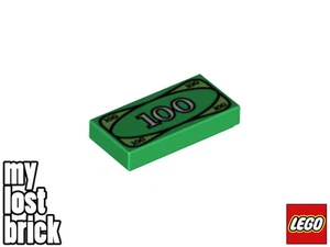 LEGO - Parte 3069px7 / 4295260 - Azulejo 1x2 Dinero / Moneda Billete de 100 Billetes + NUEVO - Imagen 1 de 1