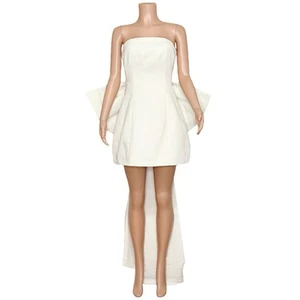 $395 NWT SACHIN & BABI Grace Strapless Oversized Bow Mini Dress, Ivory, 8 (US) - Picture 1 of 8