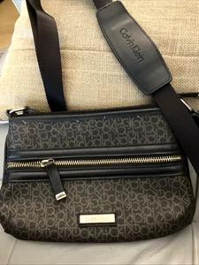 Calvin Klein Crossbody CK Monogram Purse Small Shoulder Bag Women’s Brown - Picture 1 of 9