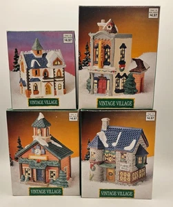 4 Pc Walmart Vintage Village Victorian England Small Porcelain Lot #2  NO LIGHTS - Picture 1 of 21
