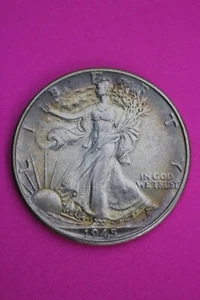 Nicely Toned High Grade 1945 P Walking Liberty Half Dollar Silver Coin 134 - Picture 1 of 3