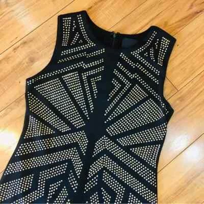 Mini vestido GreyLin negro dorado lentejuelas cóctel fiesta graduación pequeño lujo Foto 1 de 4