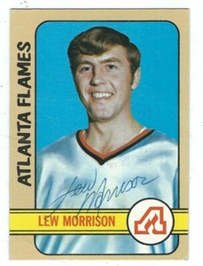 Signed LEW MORRISON Atlanta Flames 1972-73 Topps Hockey Card #58 COA