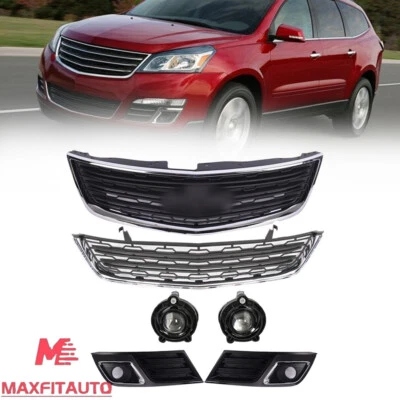 Fits Chevrolet Traverse 13-17 Front Upper Lower Grille&Fog Light&Bezels Set 6pcs - Изображение 1 из 4