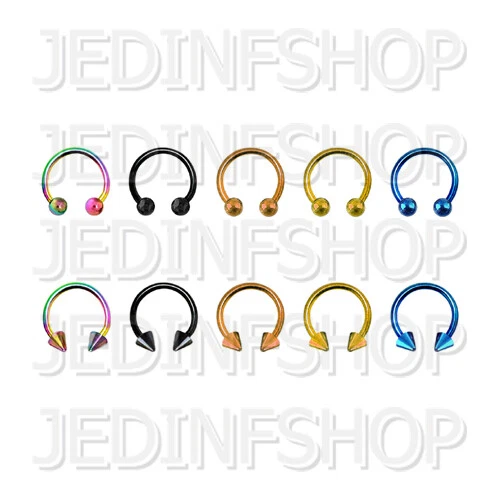 Circular Bar Horseshoe Ring | 1.0mm (18g) - 8mm | Titanium Anodised - Ball Spike - Image 1 of 1