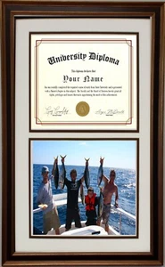 Graduation Double Diploma or Certificates Wood Frame for Two 8.5x11 Openings - Picture 1 of 4