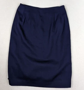WORTH - VINTAGE WOMEN'S BLUE 100% WOOL PENCIL SKIRT - SIZE 12 - Picture 1 of 5