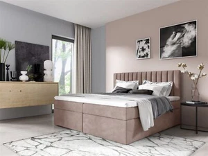 Boxspringbett Schlafzimmerbett LINNEA 120x200cm Stoff Rose inkl. Bettkasten - Bild 1 von 2