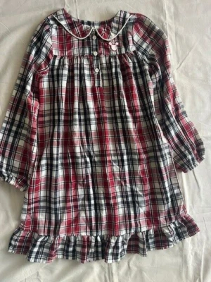 Disney Parks Mickey Mouse 7/8 Christmas Holiday Plaid Flannel Night Gown Girls - Image 1 of 4