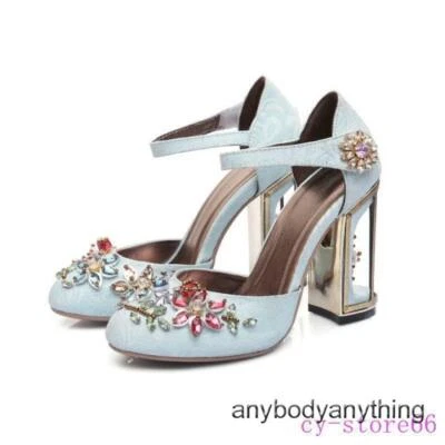 Zapatos de salón de terciopelo con flores Mary Janes de noche de terciopelo para mujer Foto 1 de 4