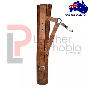 Arrow Back Quiver Traditional Archery Cow Genuine Leather Adjustable Strap Bag - Picture 1 of 5