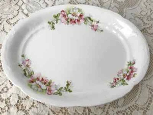 VTG Sevres Platter Pink Roses Flowers Plate Fleur de lis Mark French Cottagecore - Picture 1 of 8