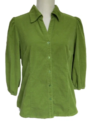 MOUNTAIN LAKE Cotton Micro Corduroy Top - Green - 3/4 Sleeves - MEDIUM Foto 1 de 4