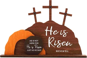 Empty Tomb Easter Decor, He Is Risen Cross, Easter Christian Decor for Home, He - Picture 1 of 12