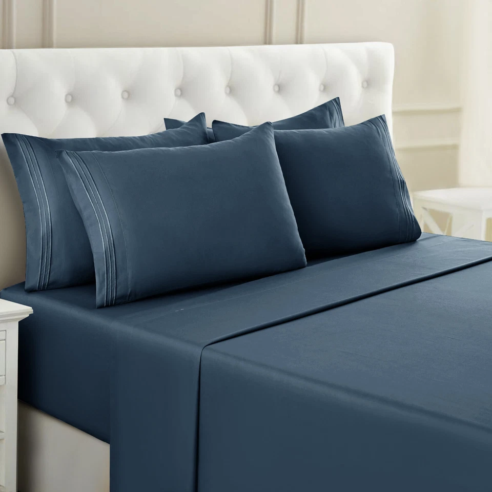 1800 Series 6-Piece Bed Sheet Set Soft Deep Pocket Twin King Queen Full Sheets - Image 1 of 4