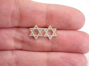 1 kt Rundschliff echter Moissanit Damen Stern Ohrstecker 14 kt Gelbgold vergoldet - Bild 1 von 5