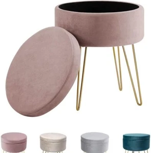 Hocker samt rund, schminktisch hocker, Polsterhocker,Schminktischbänke, Sitzhock - Bild 1 von 6