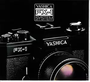 1975 Yashica FX-1 Full Line-Up Systemkamera Broschüre - Anzeige - entfaltet sich auf 15x22" - Bild 1 von 1