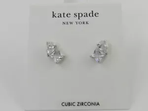 kate spade new york Showtime Stud Earrings Silver Tone - Picture 1 of 3