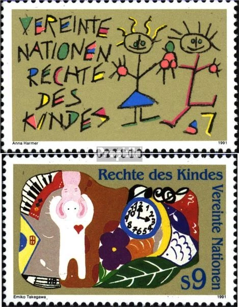 Naciones Unidas - Viena 117-118 sobres primer día 1991 derechos del Kindel - Imagen 1 de 1