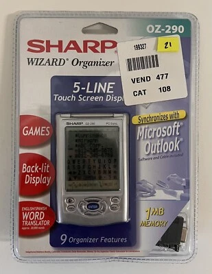 Sharp Wizard Organizer OZ-290 New In Package 5 Line Touch Screen 1MB Memory - Image 1 of 4