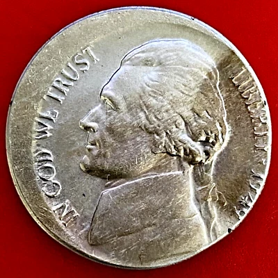 1949-D OFF-CENTER ERROR JEFFERSON NICKEL - Image 1 of 2
