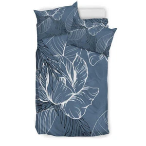 Grey Floral Outline Bedding Set - Picture 1 of 6