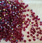 Vintage Swarovski Crystal 5301 4mm bicone beads, Ruby AB (48 pcs)