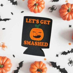 Funny Halloween Can Cooler - Let's Get Smashed - Pumpkin Halloween Beer Holder - Picture 1 of 11