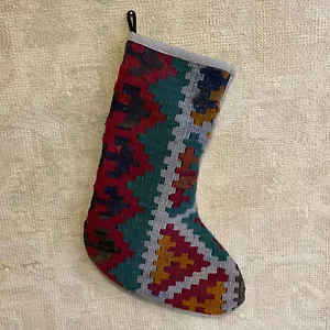 Kelim Weihnachtsstrumpf bestickt Weihnachtsstrumpf Vintage Weihnachtsdeko - Bild 1 von 3