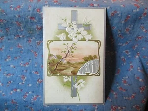 Postcard 1910 Milwaukee Wis Easter Greetings Cross Flowers Rural Scene - Picture 1 of 2