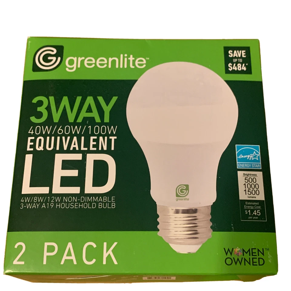 48 A19 3-Way LED Bulbs Bright White 3000k 40W 60W 100w Equivalent Non-Dimmable - Image 1 of 4
