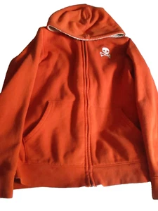 VGUC Boys Size L 14-16 Landsend Orange Sherpa Lined Zip Up Hooded Sweatshirt - Picture 1 of 5