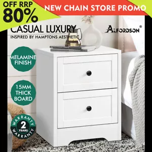 ALFORDSON Bedside Table Hamptons Nightstand Storage Side End Cabinet White - Picture 1 of 9
