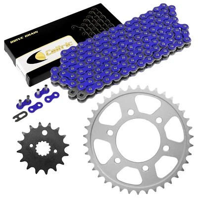 Kit de cadena de transmisión y piñón para Kawasaki GPz550 KZ550C KZ550D KZ550H LTD 550 azul Foto 1 de 4