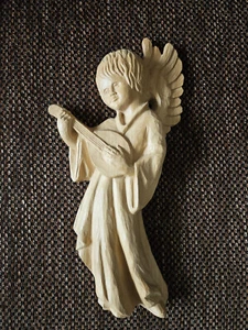 Wandengel Holzfigur Engel geschnitzt 35 cm - Bild 1 von 2